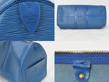 louis vuitton blue epi leather wrist bag with gold hardware