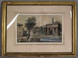 tableau représentant une scène de rue avec une calèche devant un immeuble