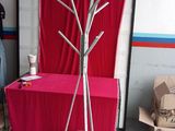 a picture of a table with a red table cloth on it