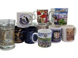 many different types of coffee mugs sitting on a table