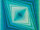 un tableau représentant un carré bleu et vert dont le centre est vert