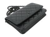 chanel black quilted lambskin wallet with chain strap