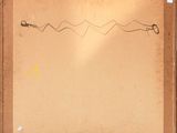 an old painting of a mountain range with a yellow line drawn on it