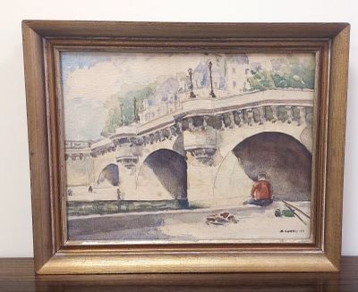 une photo d'un tableau représentant un homme assis sur un banc