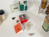 many items that are sitting on a white table
