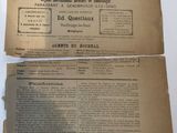 an old newspaper with a piece of paper on top of it