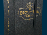 couverture d'un ouvrage intitulé « Encyclopédie de la magie », avec des lettres dorées
