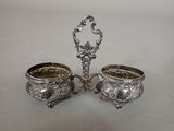 pair of antique silverplated sugar and butter dishes