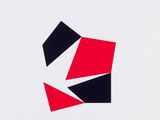 an image of a red and black geometric design on a white background