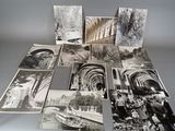 several old black and white photographs of people in a park