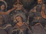 une image représentant un tableau où l'on voit un groupe de personnes avec une colombe au-dessus d'elles