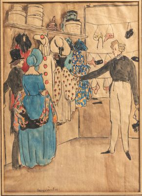 an image of a drawing of a man and a woman in a kitchen