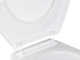 a close up view of a toilet seat with the lid up
