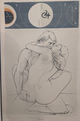 un dessin représentant un homme assis par terre