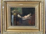 an image of a painting of a woman laying on a bed in a room