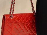 chanel red quilted leather handbag with chain strap