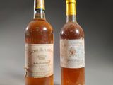 deux bouteilles de vin posées l'une à côté de l'autre sur une table