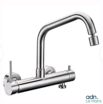 Robinet mural de cuisine en acier inoxydable - Bec pivotant …