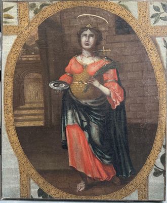 an image of a painting of a woman holding a bowl