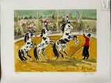 a picture of a painting of a man riding a horse