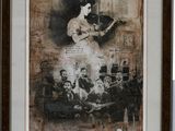 painting of a woman playing a violin in front of a group of men