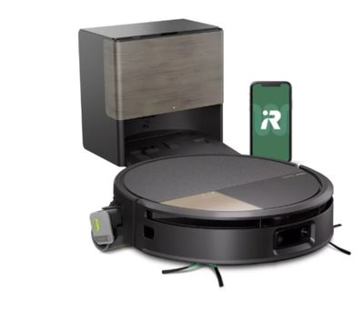 Une image représentant un aspirateur robot est associée à un smartphone