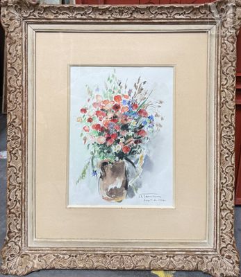 une image d'un tableau représentant un vase contenant des fleurs