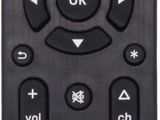 La télécommande d'un téléviseur est représentée sur un fond blanc.