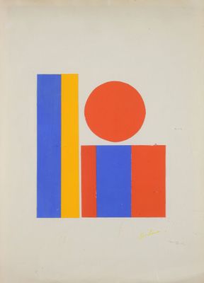 Albert CHUBAC (1925-2008) Composition géométrique bleue, jau…