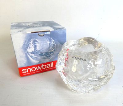 crystal snowball ornament with box on white background