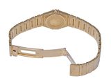 an image of a gold wrist watch with a white background