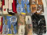 many pairs of socks that are sitting in a box
