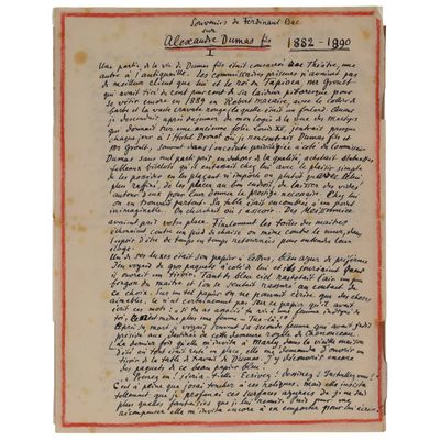 un ancien manuscrit comportant des inscriptions et une bordure rouge