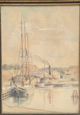une image d'un tableau représentant un bateau dans l'eau