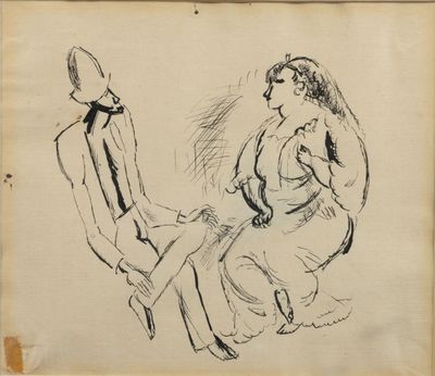 une image représentant un dessin d'un homme et d'une femme assis l'un à côté de l'autre