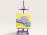 tableau sur chevalet, avec le chevalet et son support, sur fond blanc