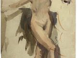 une image représentant un tableau d'une femme nue tenant quelque chose dans la main