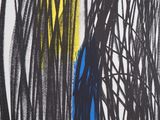 an image of a black and yellow painting on a white wall