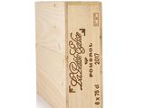 a wooden box that has a label on it