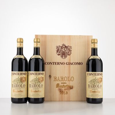 three bottles of wine in front of a wooden box