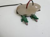 deux alligators assis sur une plaque métallique