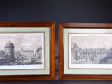 deux photos encadrées représentant un bâtiment et un bâtiment avec une tour horloge