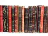 de nombreux livres anciens alignés les uns à côté des autres sur une étagère