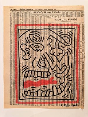 an old newspaper with a drawing of a face on it