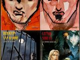 three books of horror comics are on display in a book case