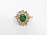 Bague en tourmaline verte et diamant