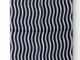 grey and red chevroned dish towel with red trim