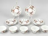 six pieces of chinese porcelain tea set including cups and saucers