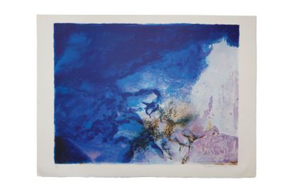 an image of a painting of a blue sky with clouds