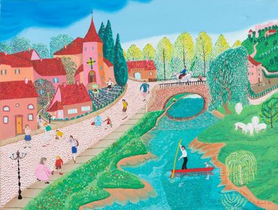 LUCE.F (XXe) Sortie d'école au village